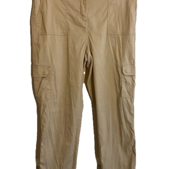 Chico’s Beige Cargo Linen Blend Pants Size 1.5 Crop = US Size Medium 10 - Picture 1 of 6
